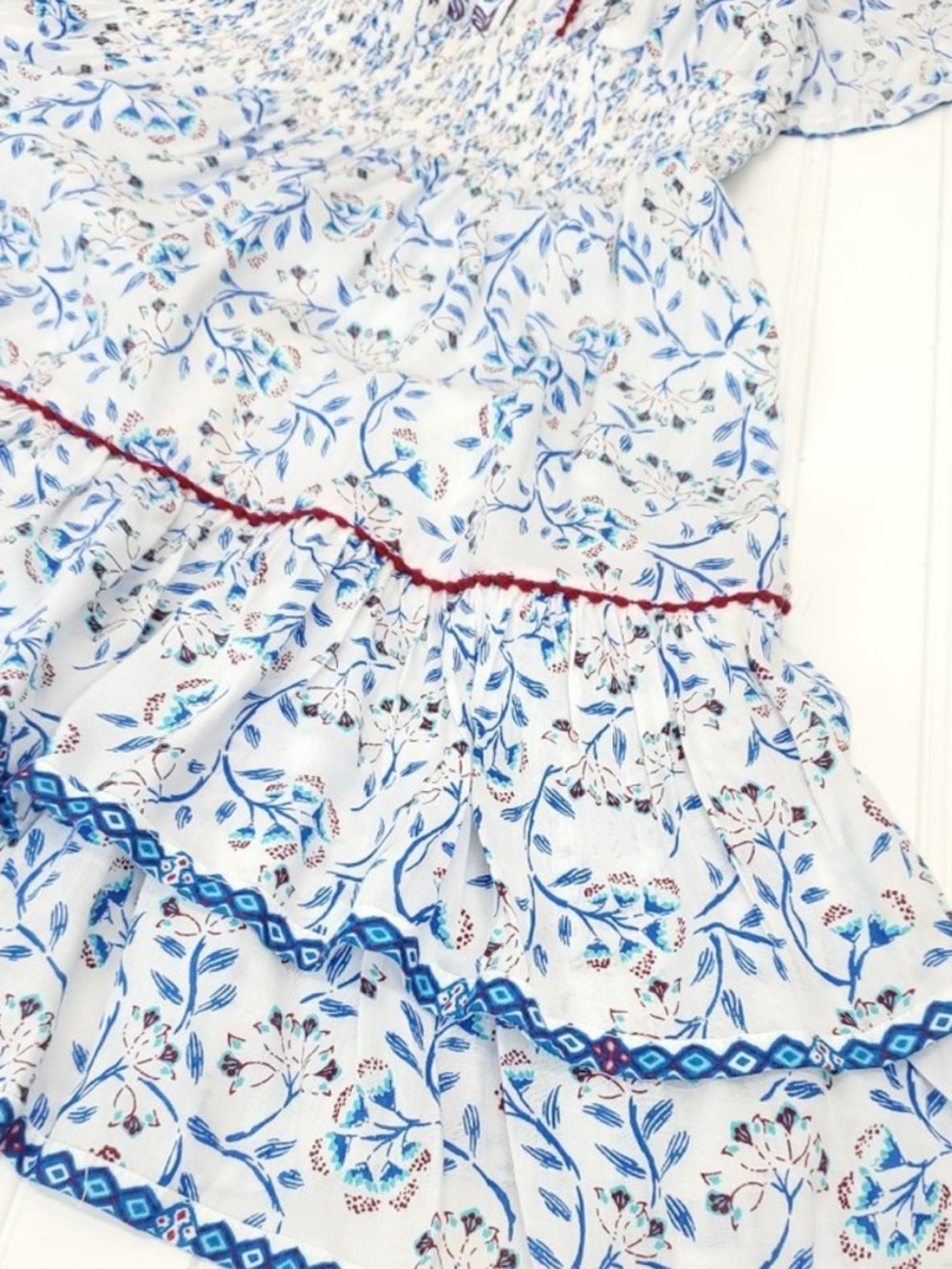 Poupette St Barth Camila V-Neck Ruffled Printed Gauze Mini Dress - Picture 6 of 9